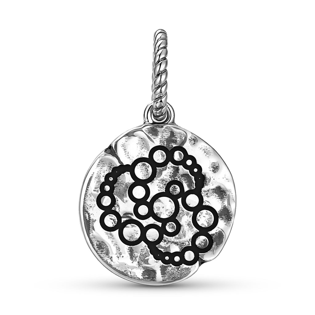 Crop Circles Phase de la Lune Symbole 925 Argent Sterling Textured Dangle Charm Pour Charm