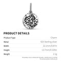 Crop Circles Phase de la Lune Symbole 925 Argent Sterling Textured Dangle Charm Pour Charm