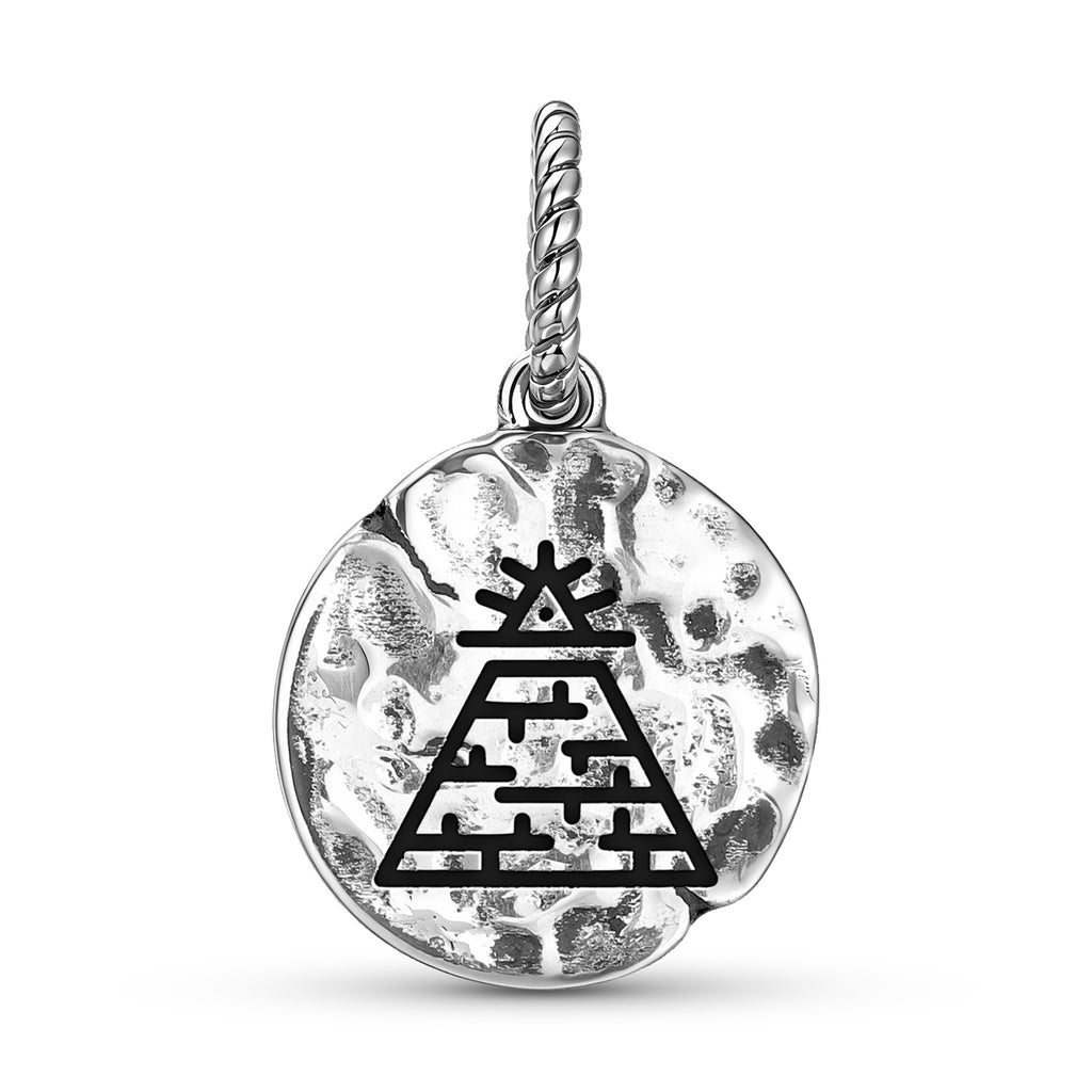 Freemasonry Pyramid Symbol 925 Sterling Silver Textured Dangle Charm for Charm Bracel