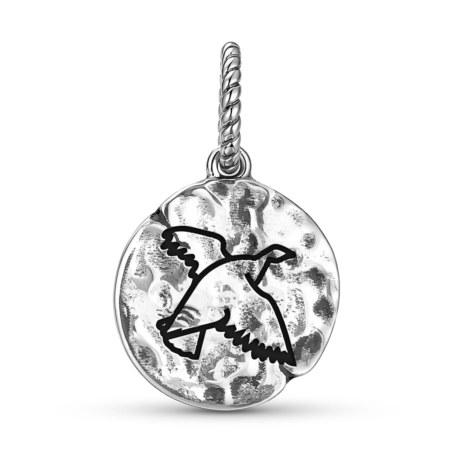 Aqiggiq Rock Ptarmigan Symbole 925 Argent Sterling Textured Dangle Charm pour Charm Bra