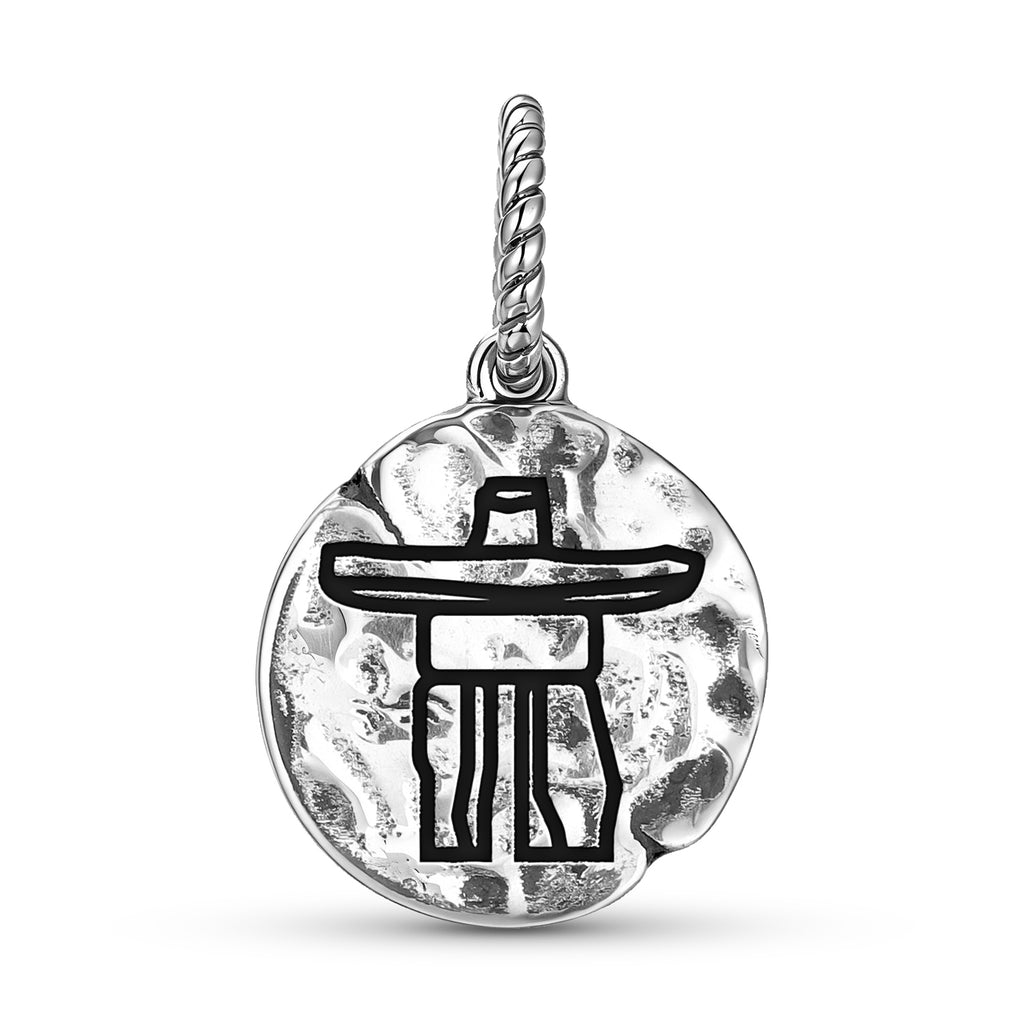 Inuksuk Symbol 925 Argent Sterling Textured Dangle Charm pour bracelets de charme