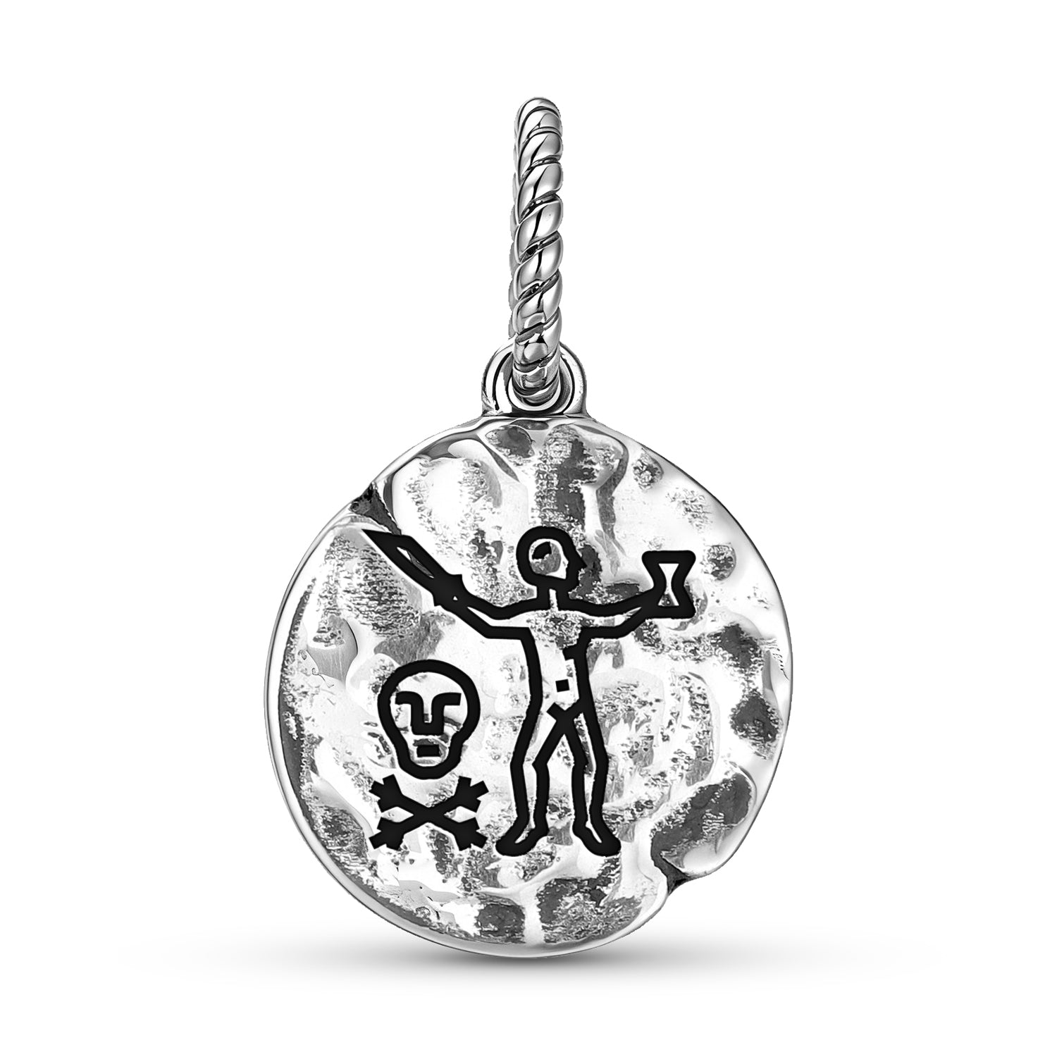 Jolly Roger Pirate Drapeaux Jean Thomas Dulaien Capitaine Symbole 925 Argent Sterling Main Textu
