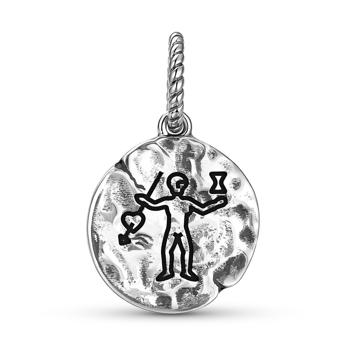 Jolly Roger Pirate Flags John Phillips Symbol 925 Sterling Silver Hand Textured Dangle Cha