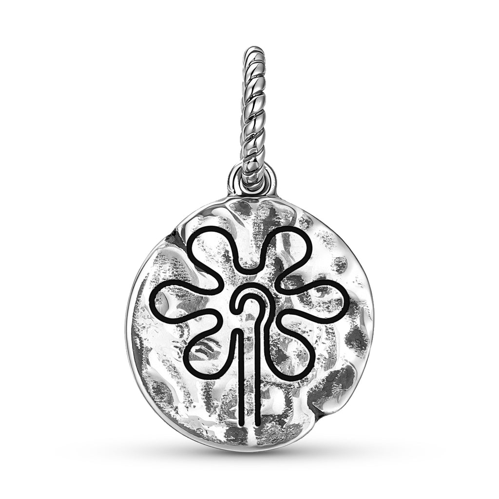 Lignes La Fleur Symbole 925 Argent Sterling Main Texturé Dangle Charm Pour Bracelets de Charme