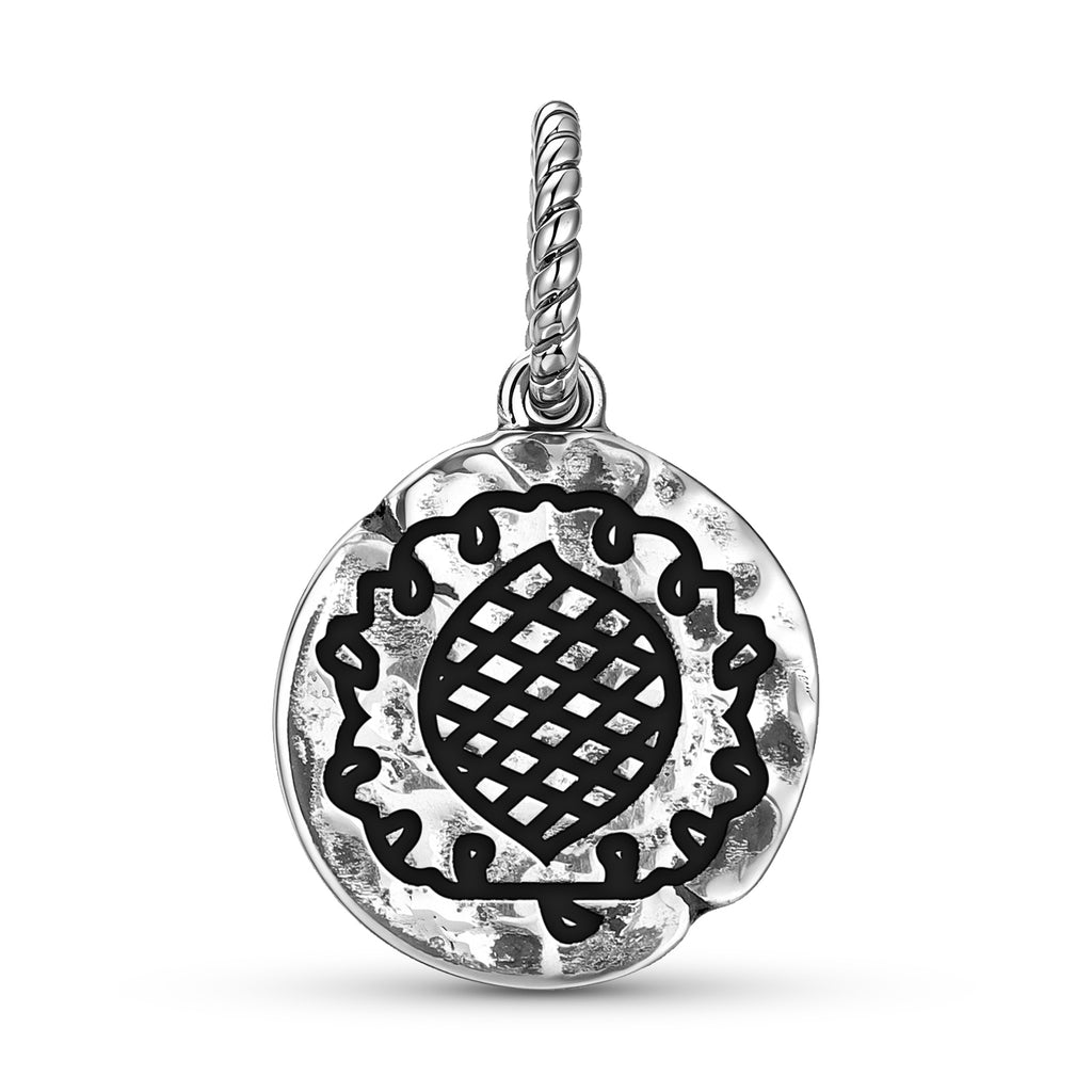 Symbole de grenade perse 925 Argent Sterling Textured Dangle Charm pour Charm Bracel