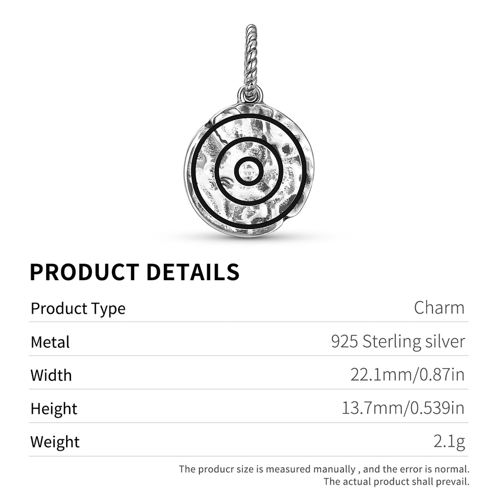 Persan Asha Symbol 925 Argent Sterling Textured Dangle Charm pour bracelets de charme