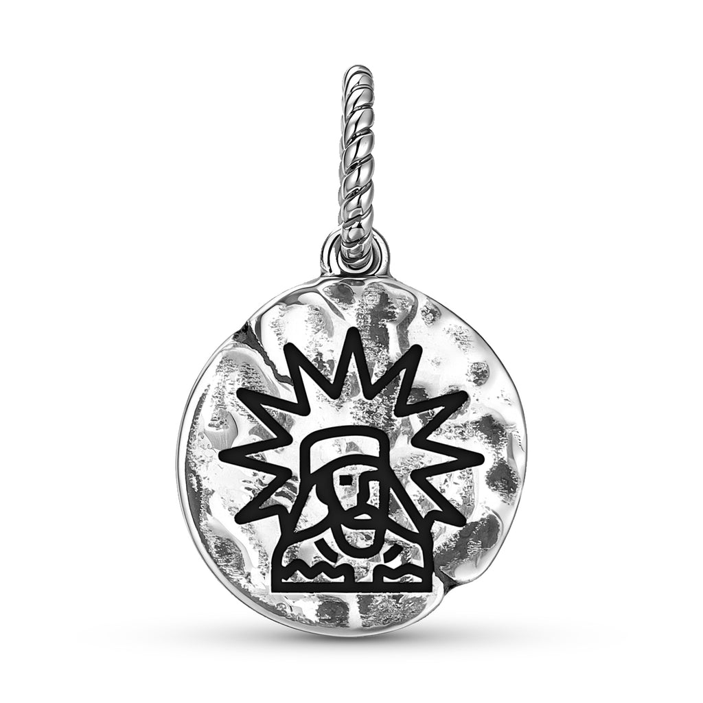 Persan Spitama Zarathustra Symbole 925 Argent Sterling Textured Dangle Charm pour Char