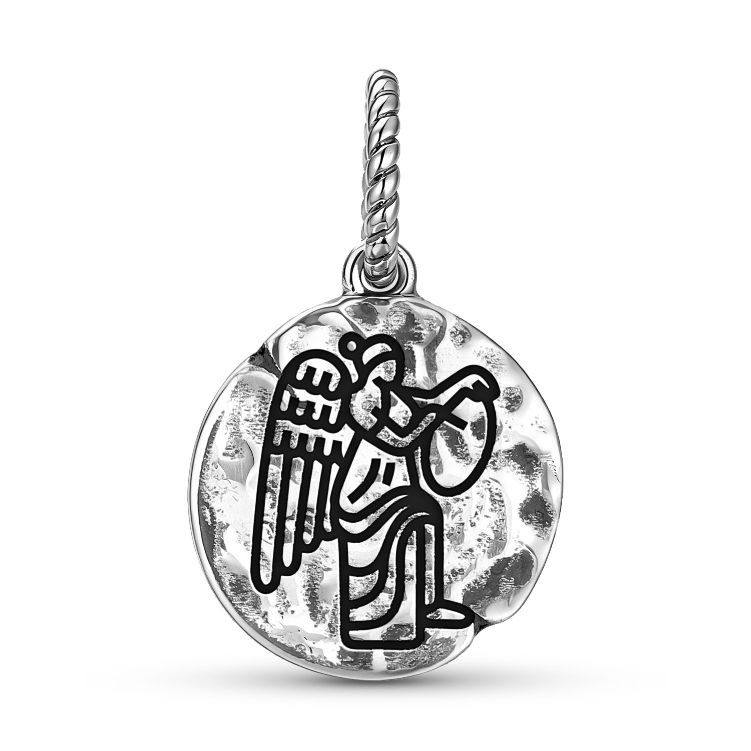 Symbole de victoire ailée de l'Empire romain 925 Argent Sterling Textured Dangle Charm pour Char