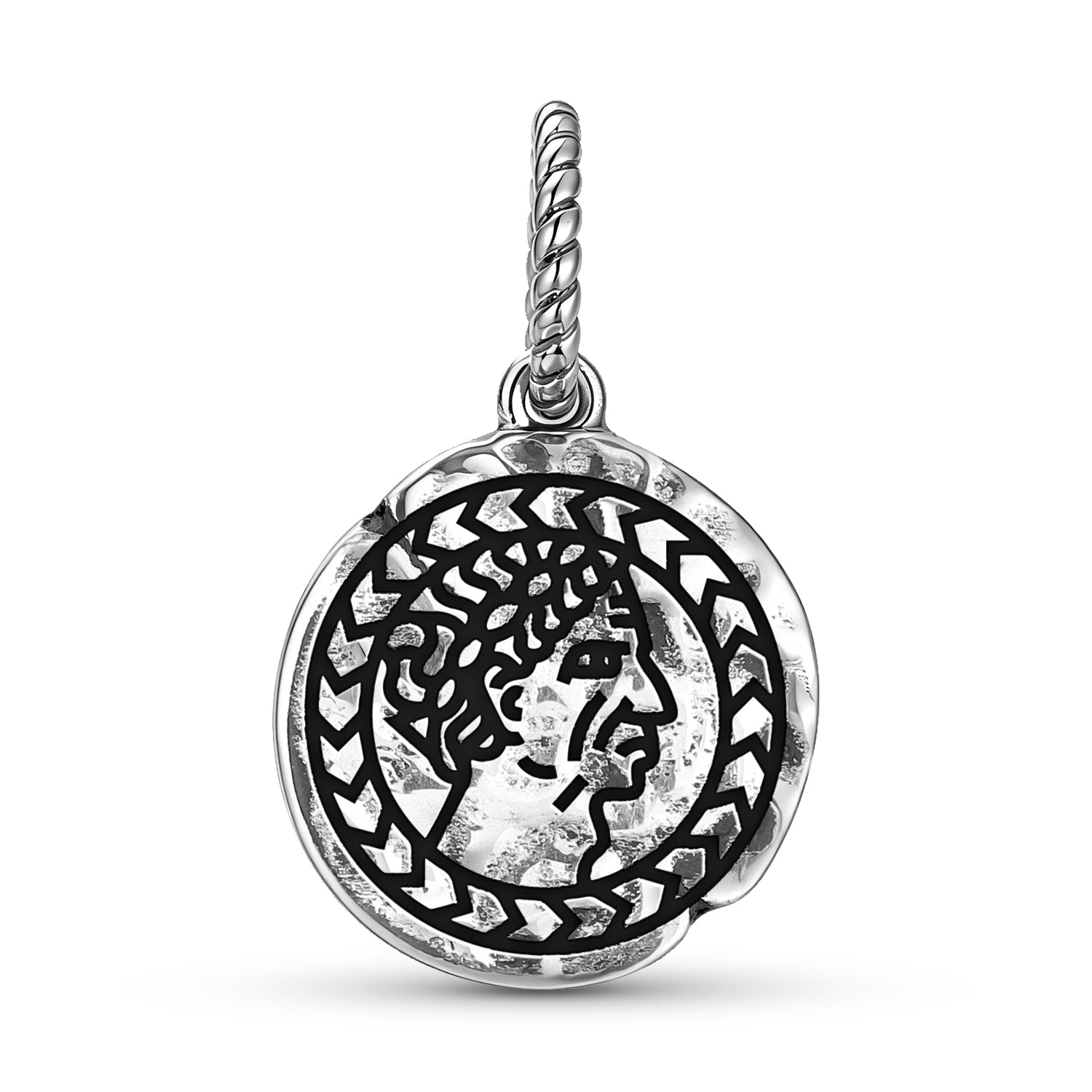 Empire romain Jules César Symbole 925 argent sterling main texturé Dangle Charm pour le charme
