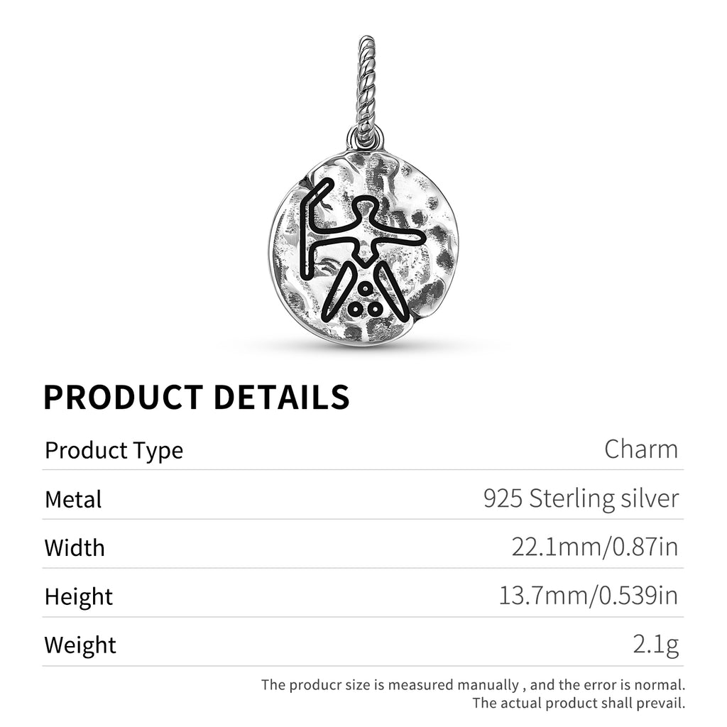 Sami Ruohtta Symbole 925 Argent Sterling Texture main Dangle Charm pour bracelets de charme