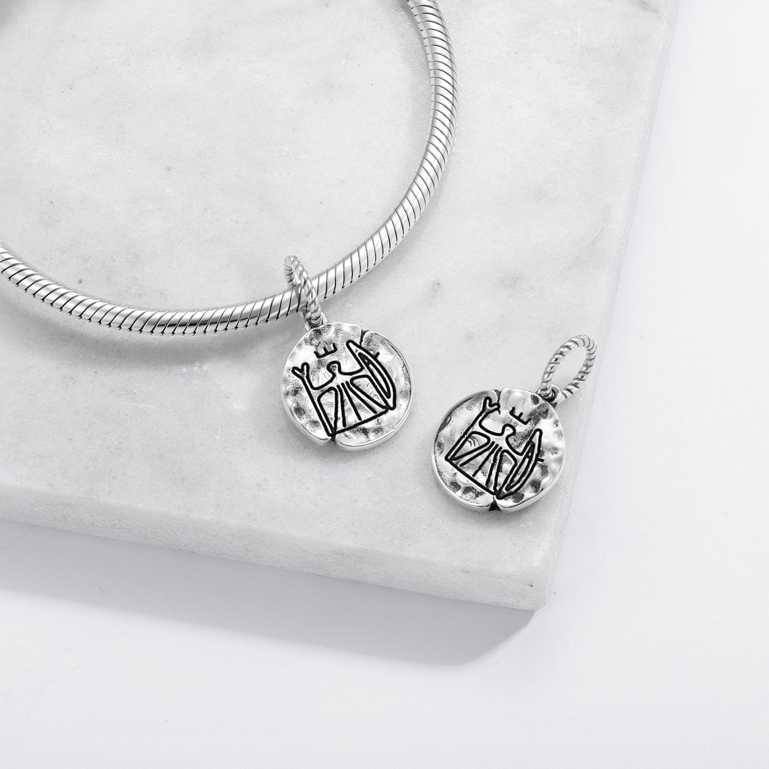 Sami Juksakka Juksahkka Symbole 925 Argent Sterling Textured Dangle Charm Pour Charm Br