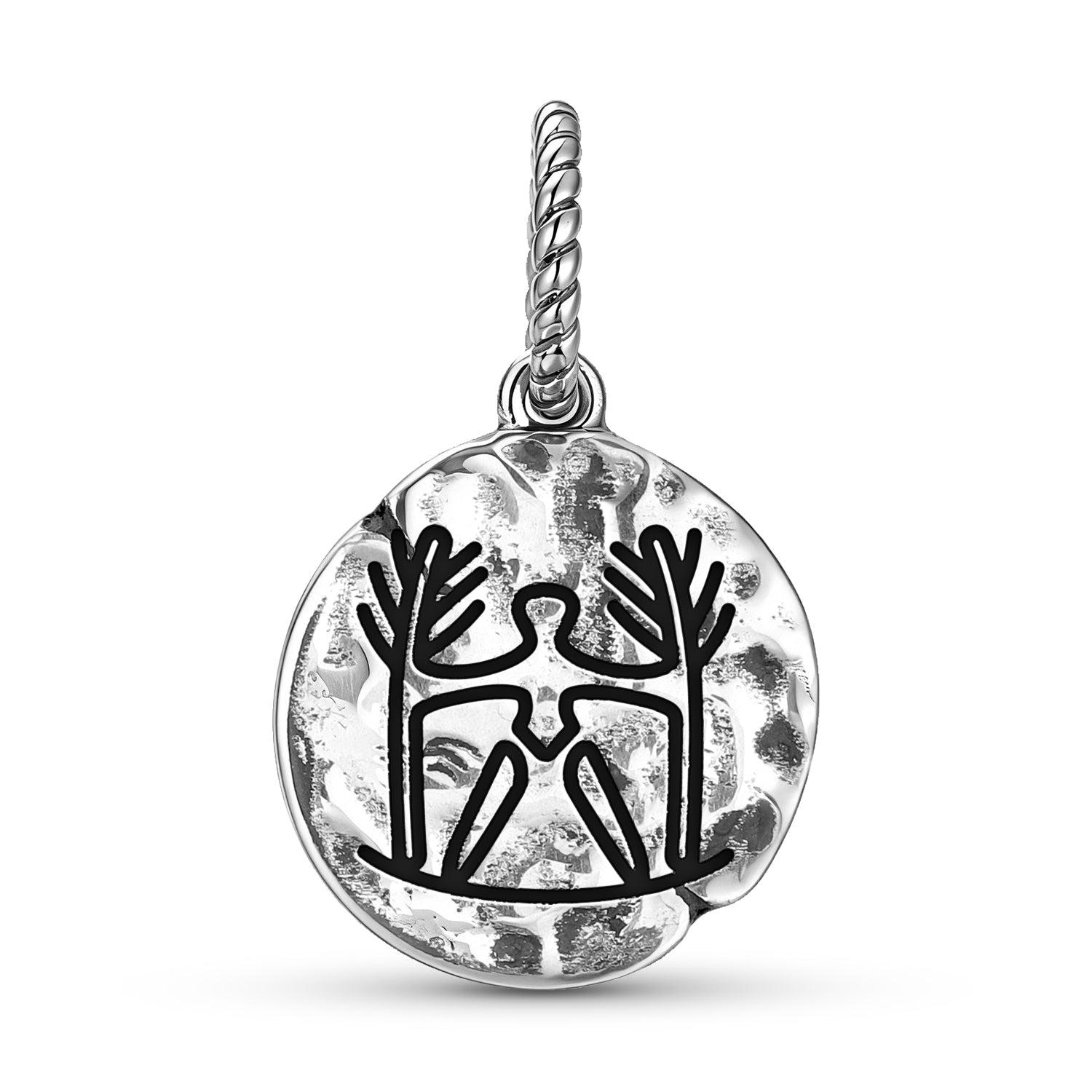 Sami Lieaibolmmai Symbole 925 Argent Sterling Textured Dangle Charm pour bracelet de charme