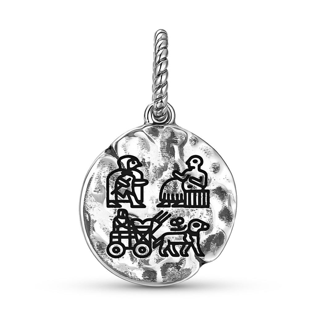 Sumérien Standard d'Ur Symbole 925 Argent Sterling Textured Dangle Charm Pour Charm Br