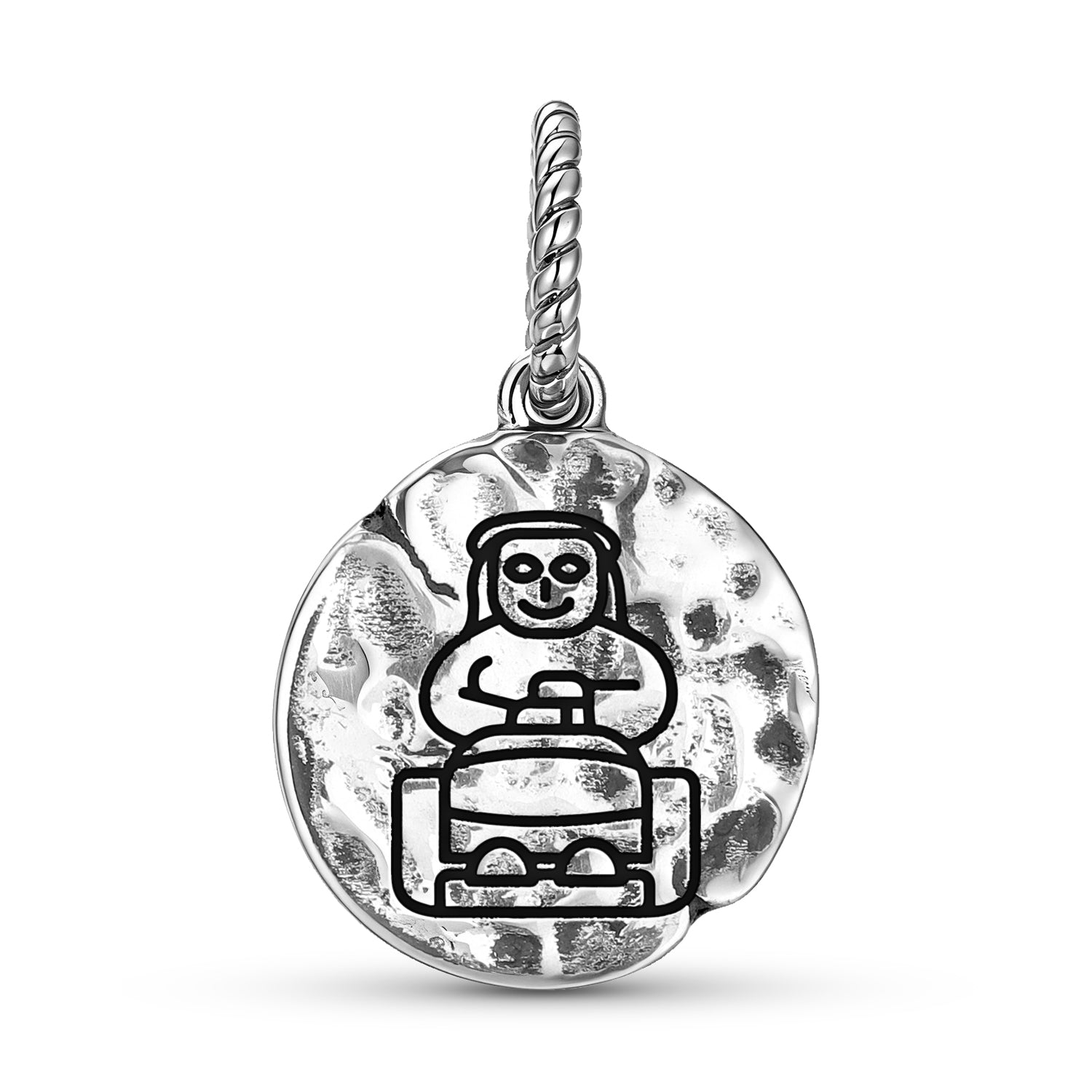 Sumérien Enheduanna Symbole 925 Argent Sterling Texturé main Dangle Charm pour Charm Bracel