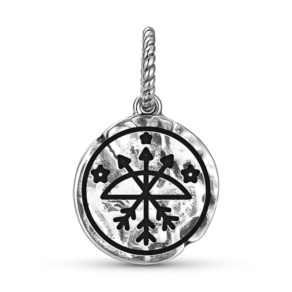Amérique centrale Ochossi Symbole 925 Argent Sterling Textured Dangle Charm pour Charm Br