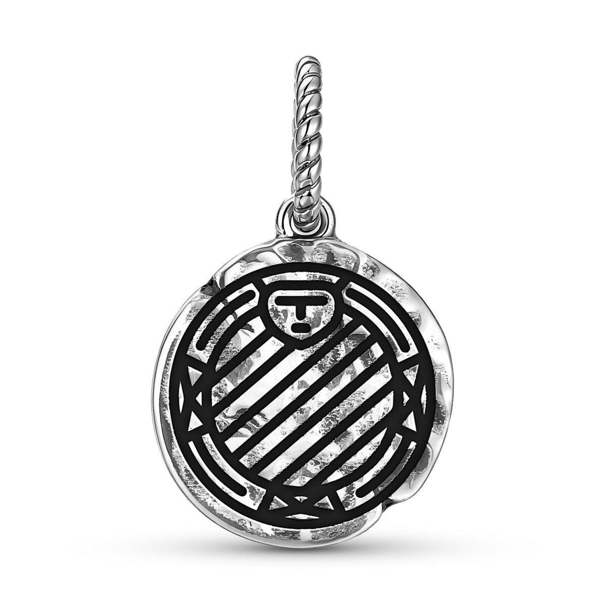 Central America Ifa Divination Council Symbol 925 Sterling Silver Hand-Textured Dangle Charm