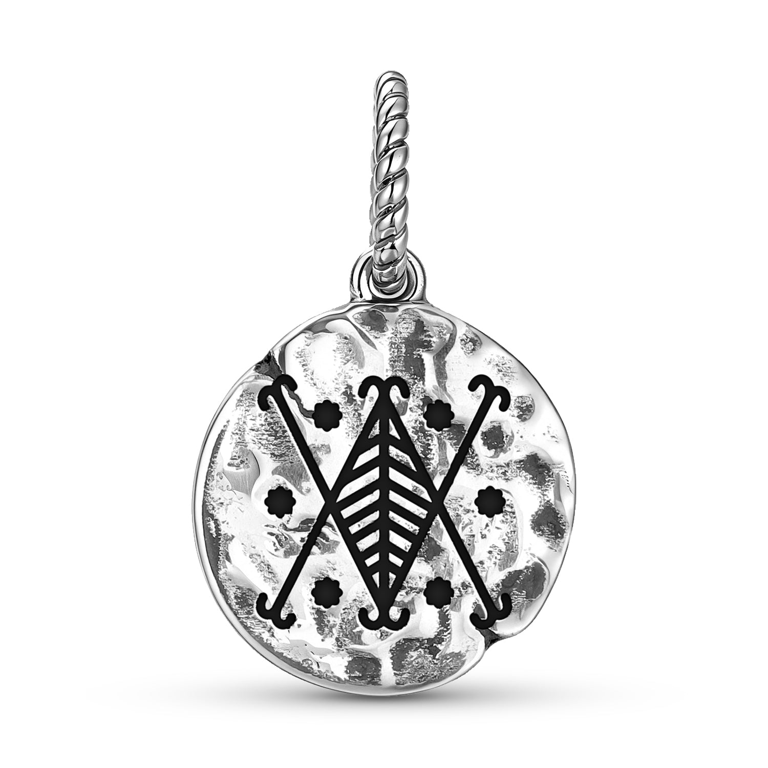 Amérique centrale Ayizan Velekete Symbole 925 Argent Sterling Textured Dangle Charm Pour