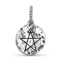 3ème degré Wiccan Symbole 925 argent sterling main texturé Dangle Charm pour bracelet de charme