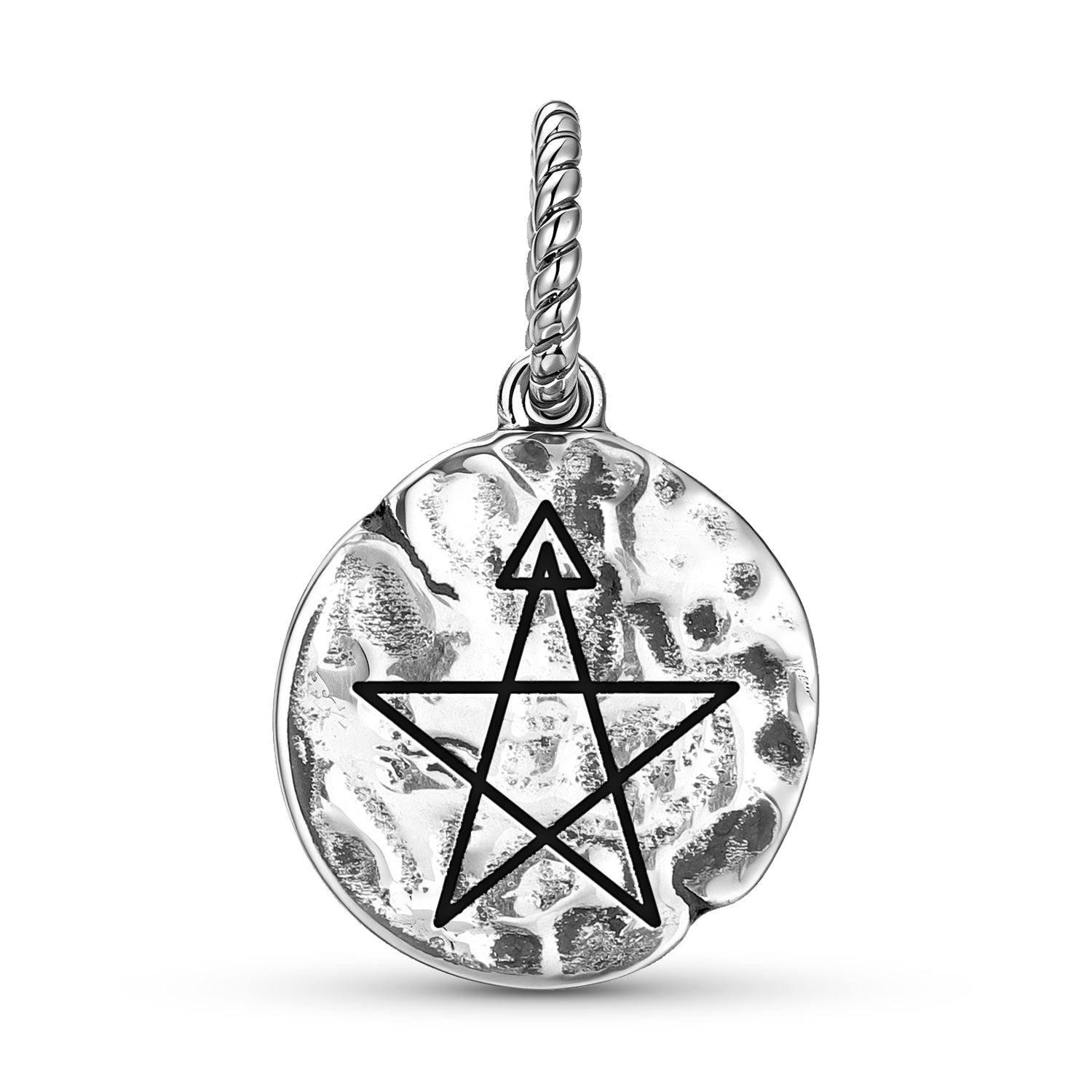 3ème degré Wiccan Symbole 925 argent sterling main texturé Dangle Charm pour bracelet de charme