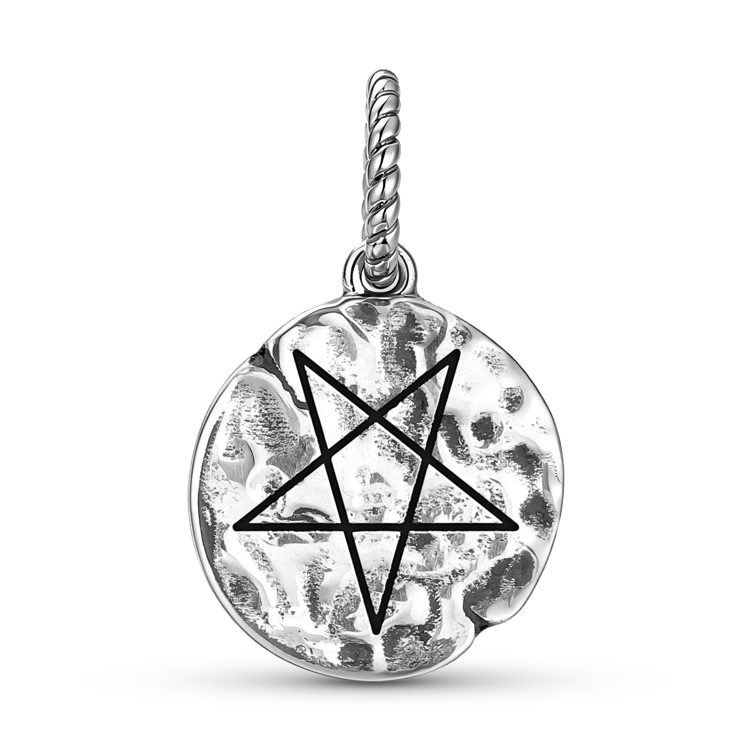 2ème degré Wiccan Symbole 925 Argent Sterling Texture main Dangle Charm pour bracelet de charme