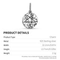 2ème degré Wiccan Symbole 925 Argent Sterling Texture main Dangle Charm pour bracelet de charme