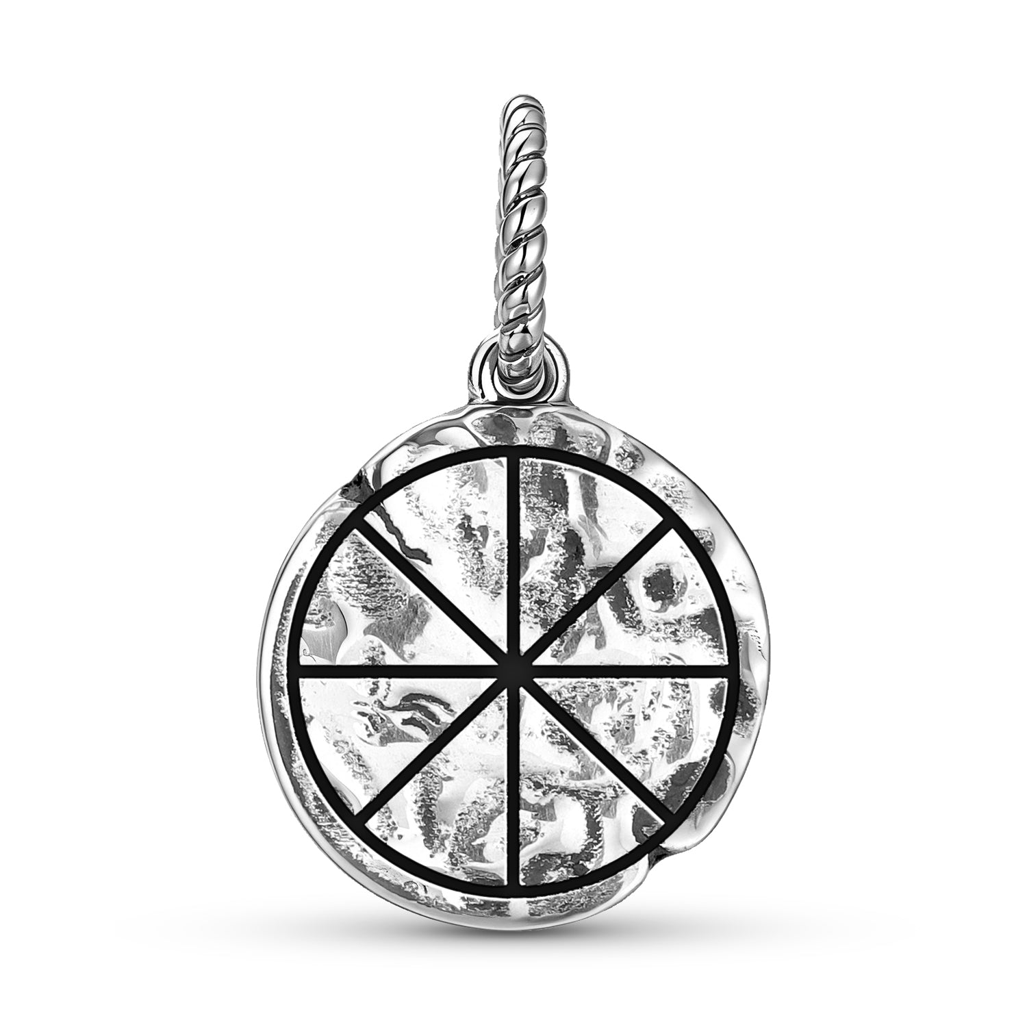 Symbole d'esprit 925 Argent Sterling Texture main Dangle Charm pour bracelets de charme