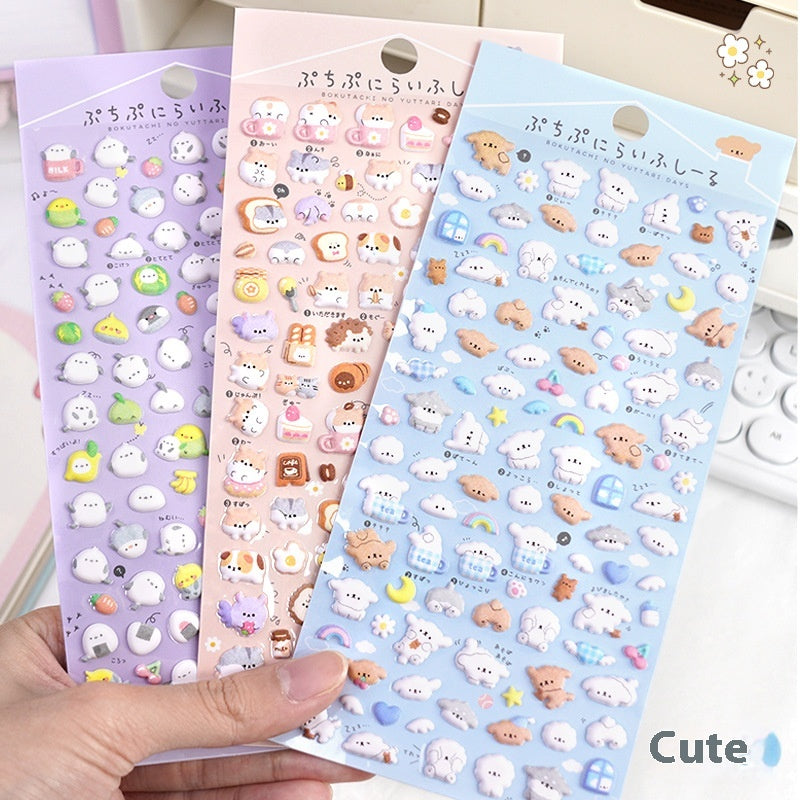 Caricature animal Mousse Particules Bubble Dstereo Phone Case Bricolage Sticker décoratif