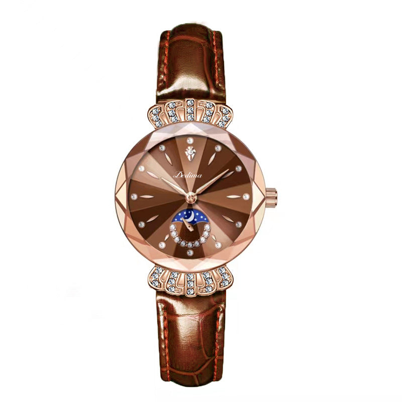 Femmes Diamant-embelli résistant à l'eau Bracelet en acier Casual Luxury Watch