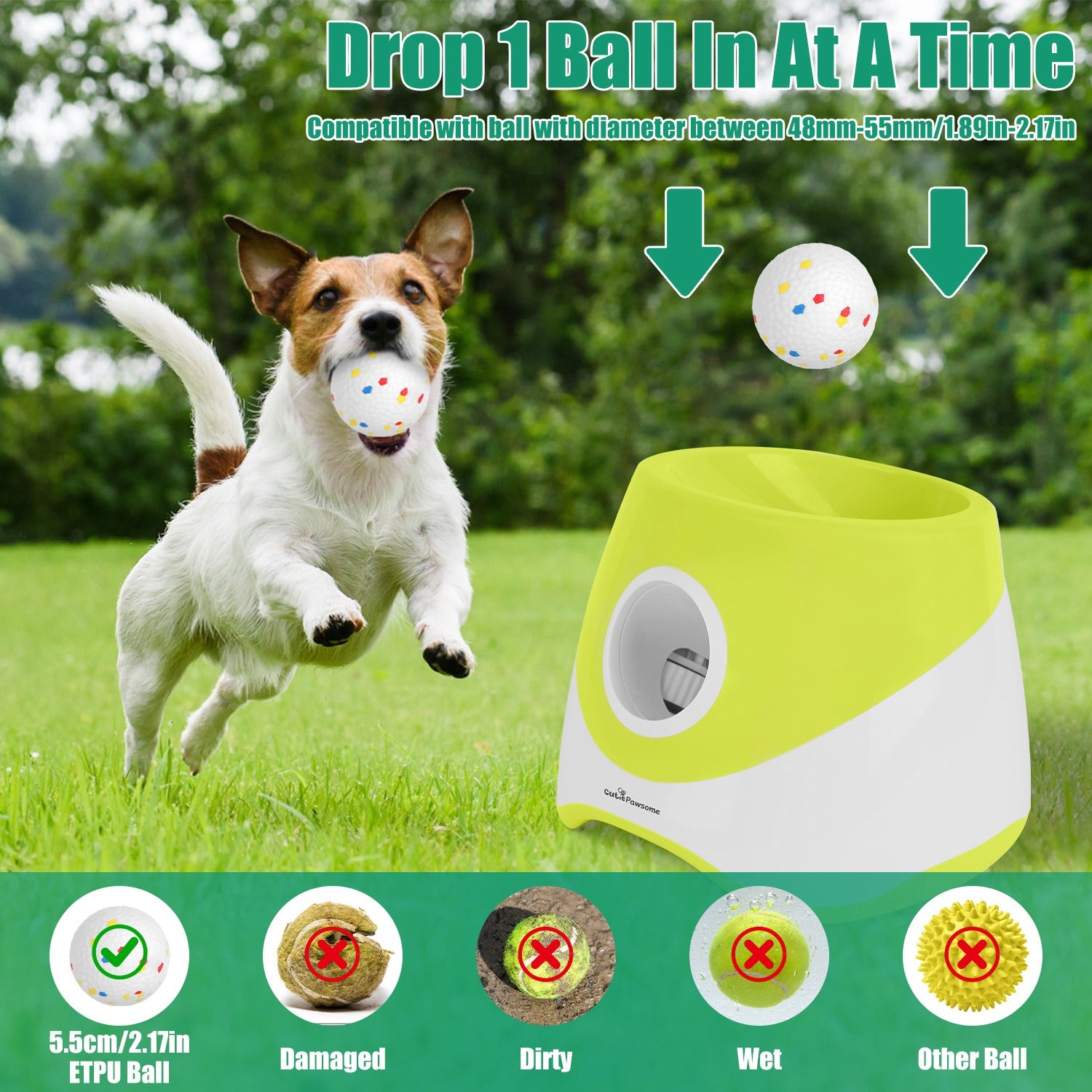 Lance-balles de chien automatique Rechargeable Interactive Pet Ball Lanceur pour petit chien moyen