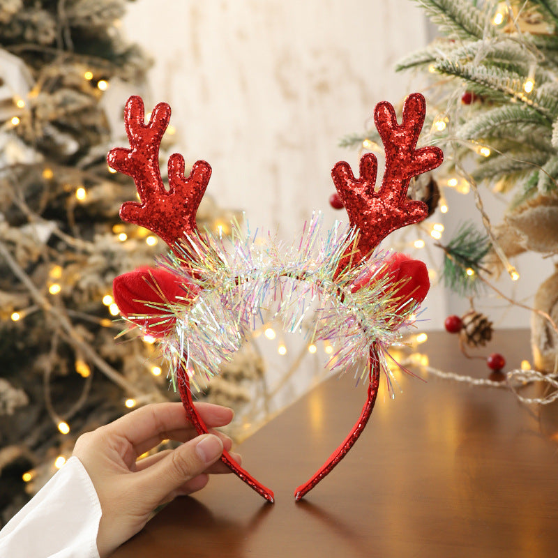 Bandeau de Noël femelle à paillettes de la corne de l'or