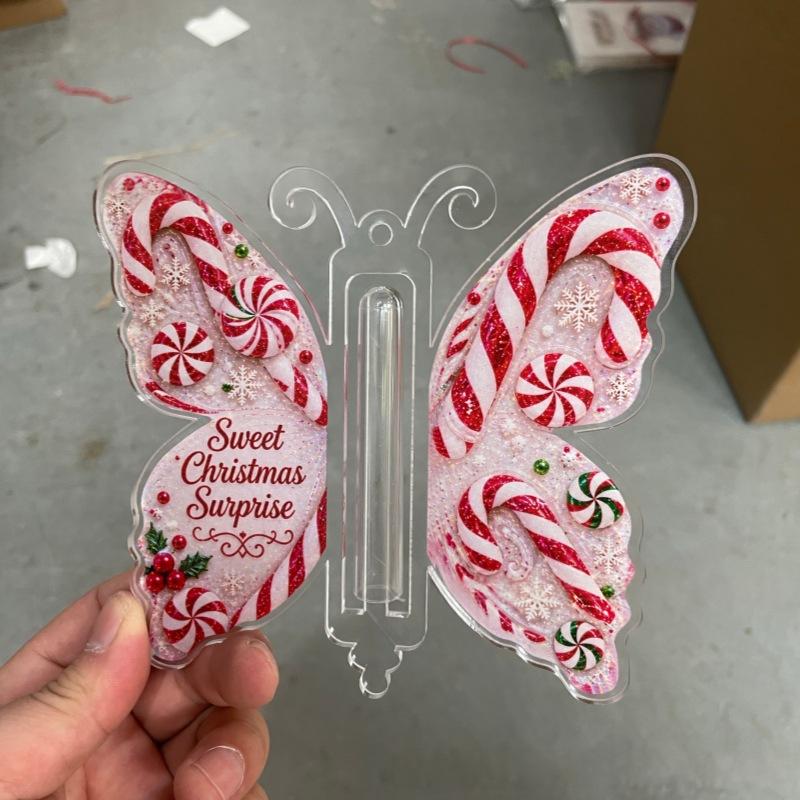 Ornement cadeau en espèces de Noël papillon