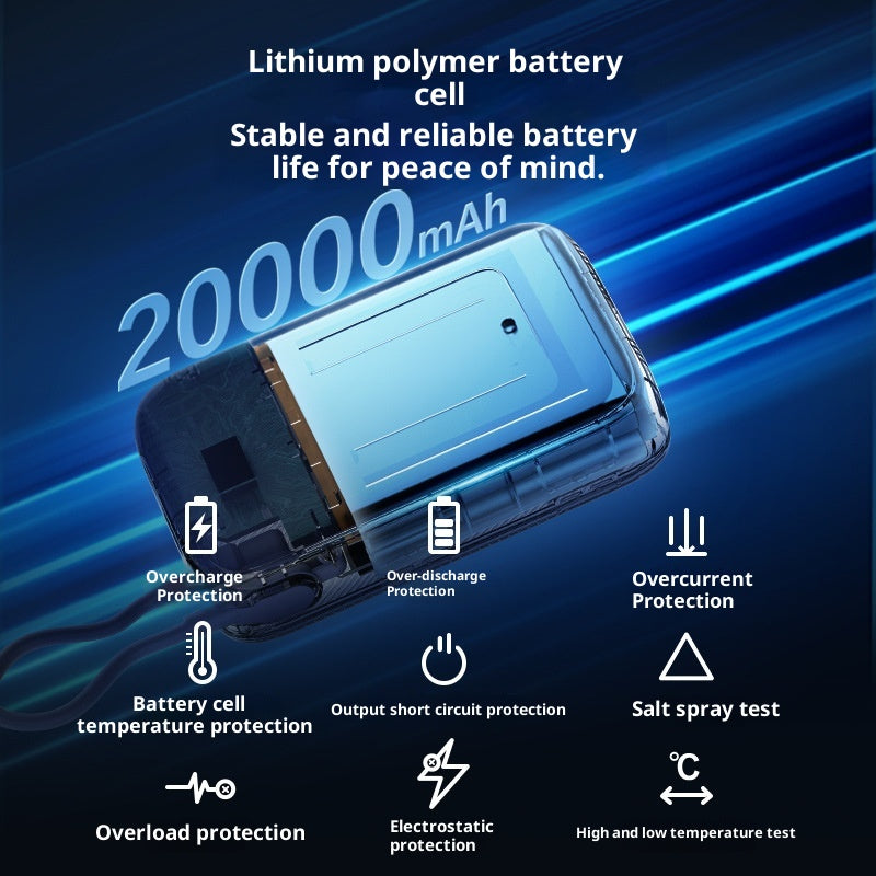 Power Bank 20000 MA Super grande capacité charge rapide avec câble