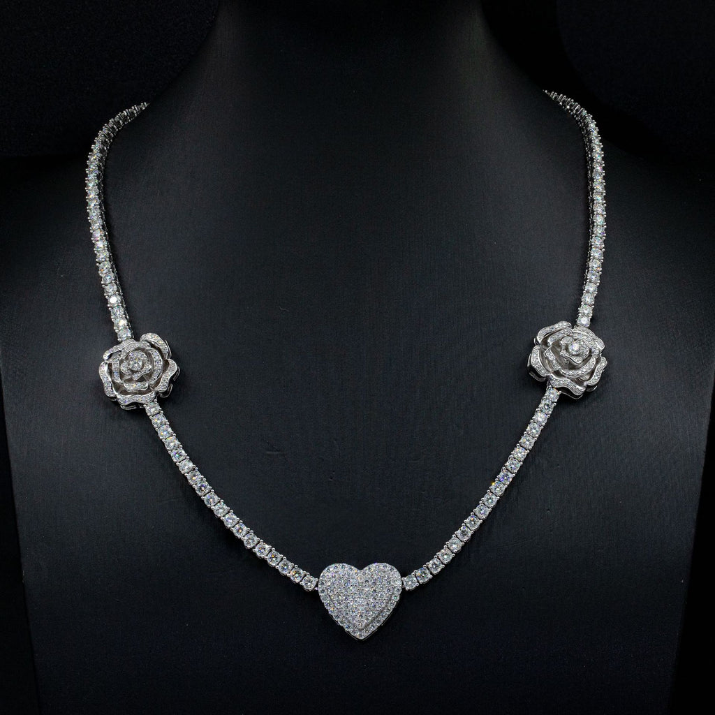 925 Argent Set Moissani Hip-hop Collier Rose Personnalisé