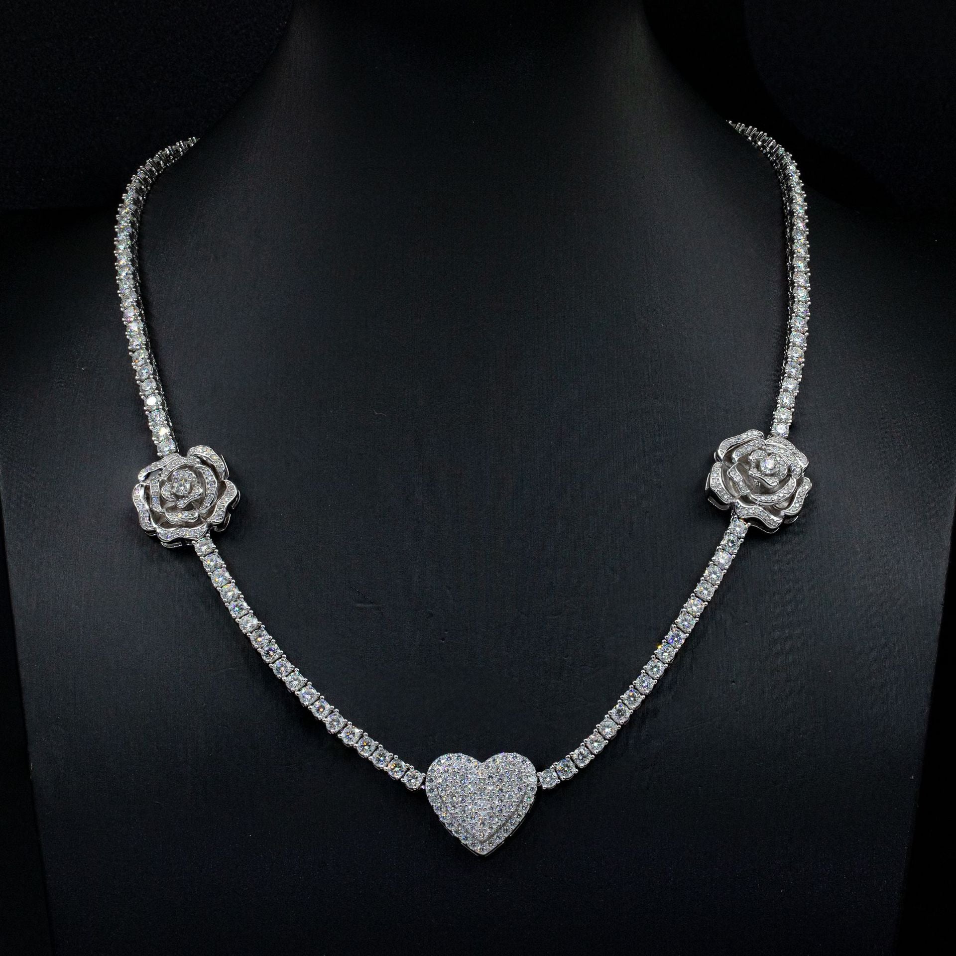 925 Argent Set Moissani Hip-hop Collier Rose Personnalisé