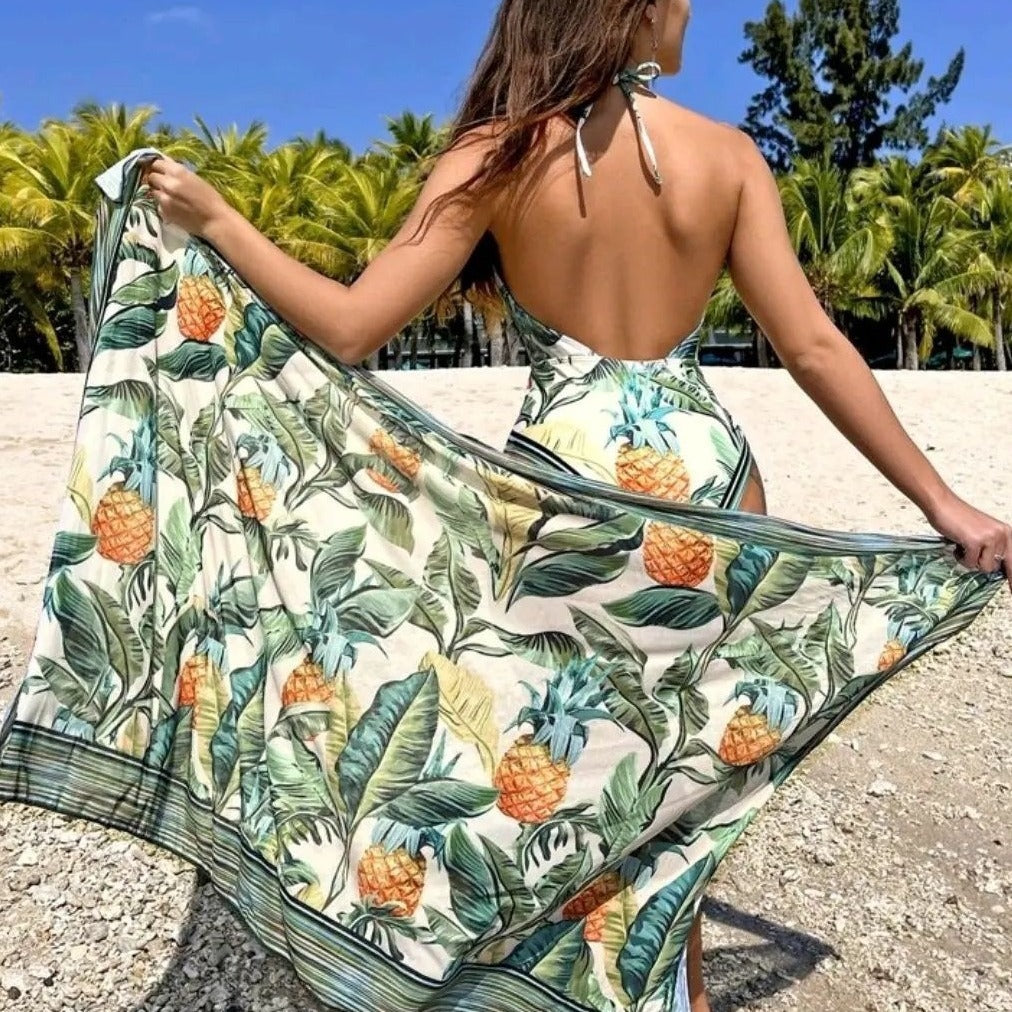 Triangulaire Sexy Un-Piece Tropical Imprimer Maillot de bain Femmes Ensemble à deux pièces