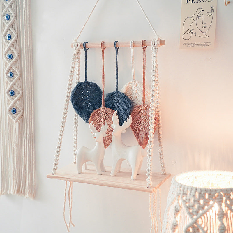 Minimalist bricolage Bohemian coton-chaîne tapisserie tissé