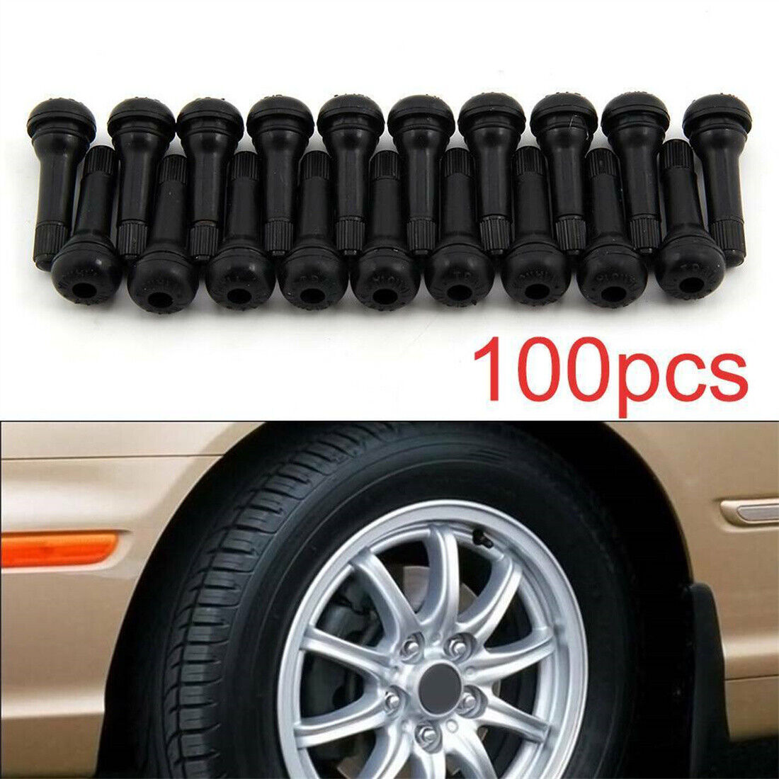 1 00 Pcs TR414 Caoutchouc Tubeless Roue Valves Universel Noir