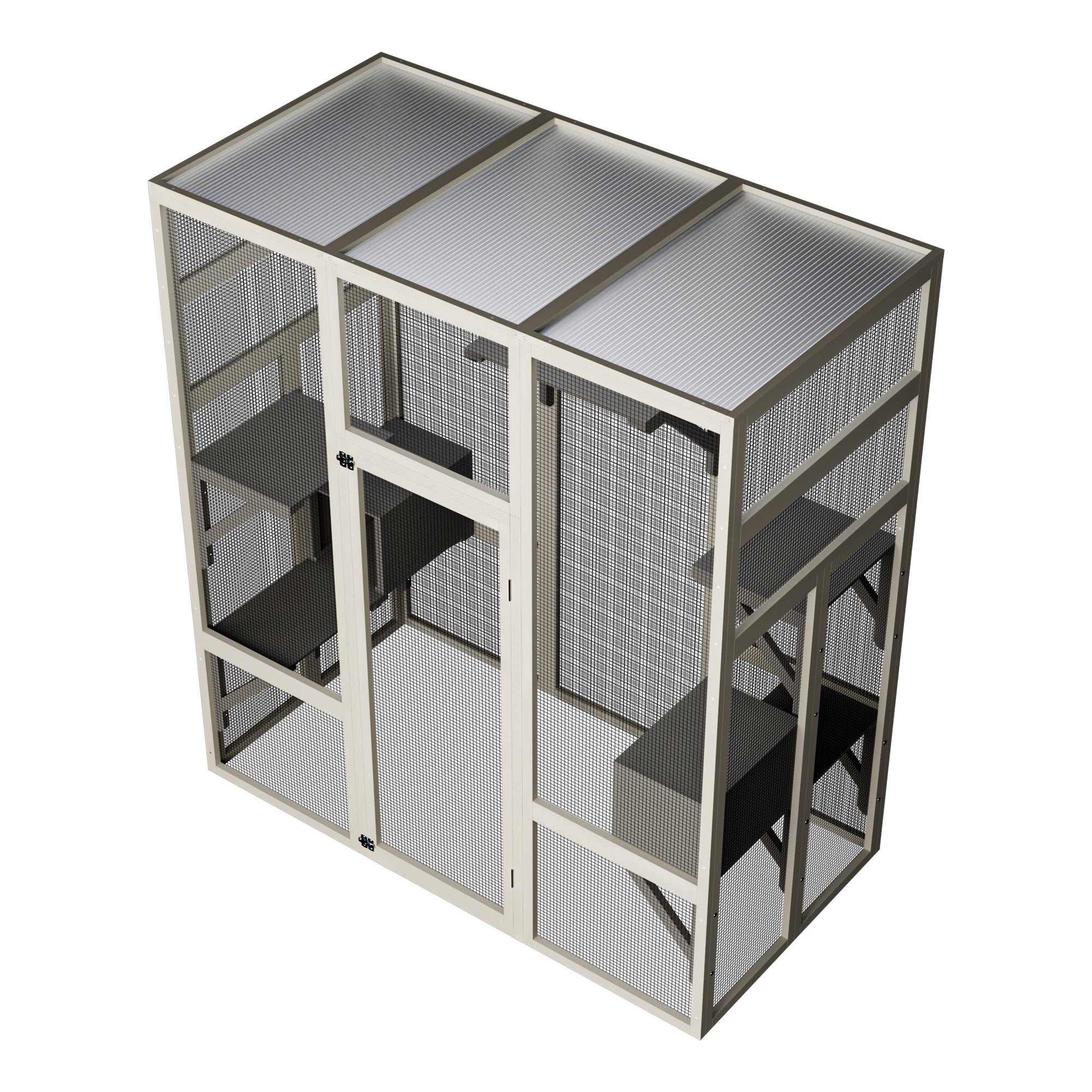 62,6" Maison de chat en bois d'extérieur gris Grand Catio