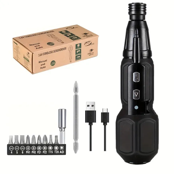 Rechargeable USB Electric Screwdriver Kit 9 Bits Lithium Battery Powered Screwdriver