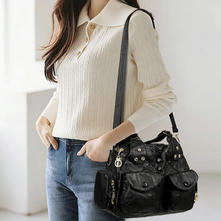 Sac à sous-bras pour femmes en cuir doux