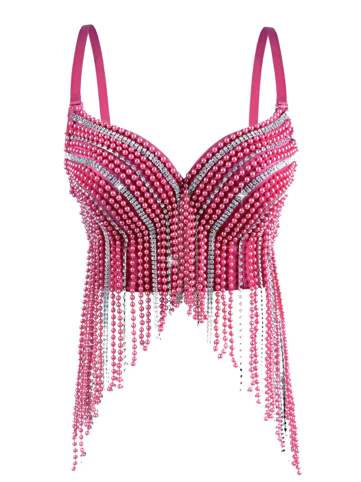 Pearl Diamond Chain Tassel Suspender Top Européen et américain d'été Sexy Pure Desire Out