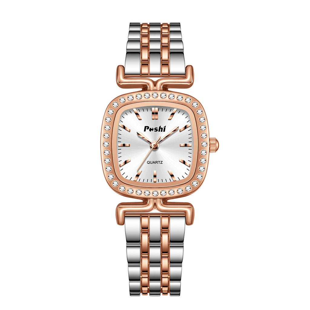 Cadran incrusté de diamant Bracelet en acier en forme d'ovule Montres Femmes Quartz