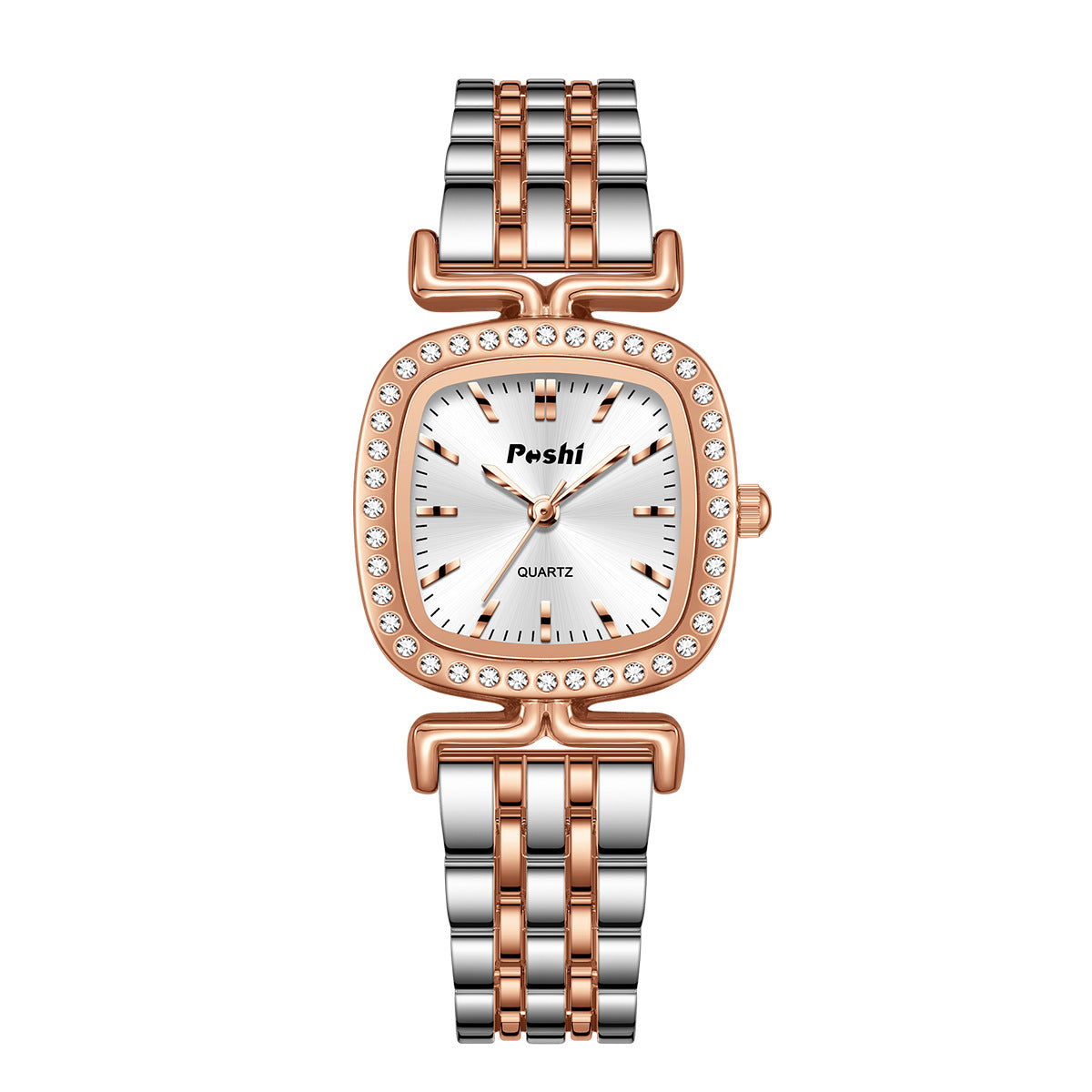 Cadran incrusté de diamant Bracelet en acier en forme d'ovule Montres Femmes Quartz