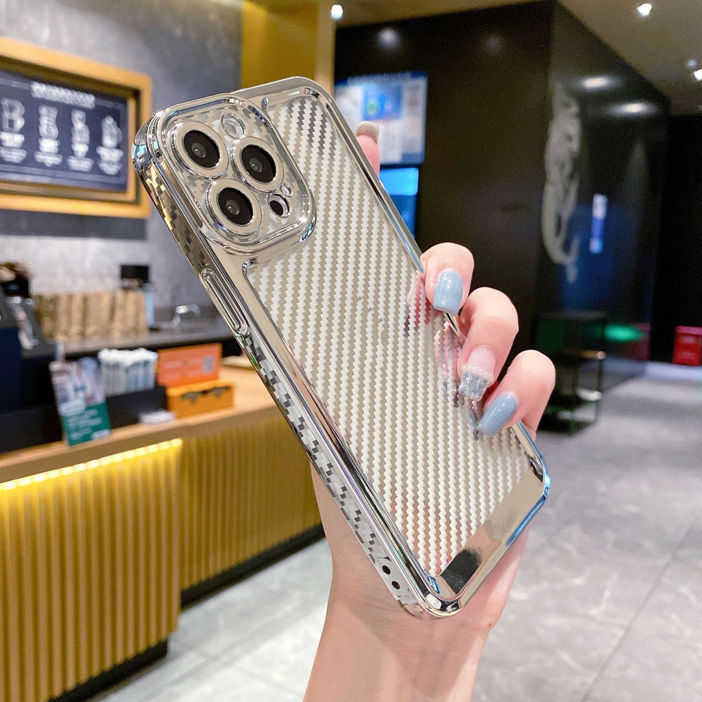 Convient pour IP 13PROMAX boîtier de téléphone électroplaqué boîtier en fibre de carbone