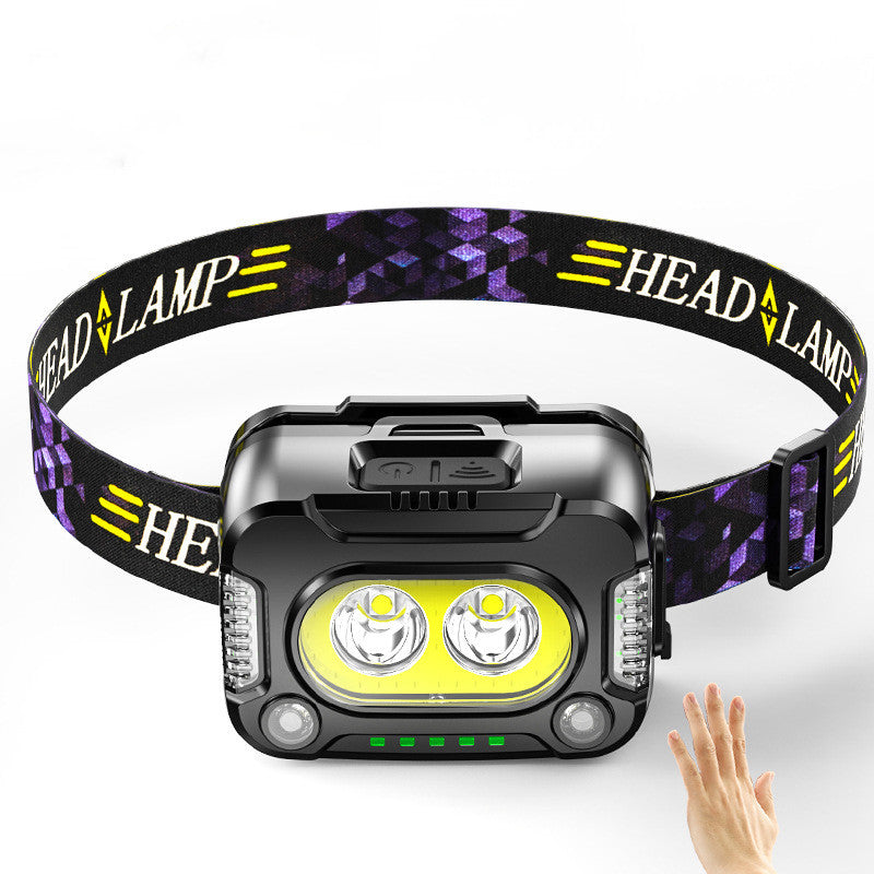 COB Strong Light Sensing Headlamp Night Running Fishing Floodlight Headwear