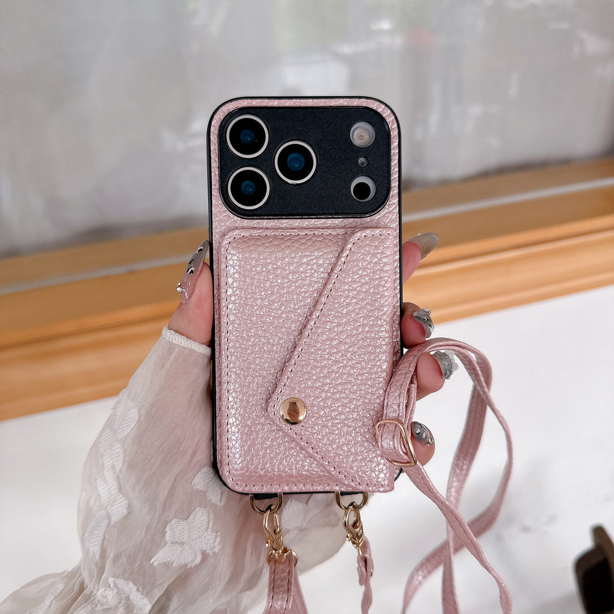 Simple Crossbody Lanyard Leather Phone Case