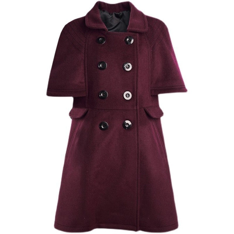 Filles vin rouge cachemire mélange de laine manteau Vintage A-Line veste de printemps élégant 3-9