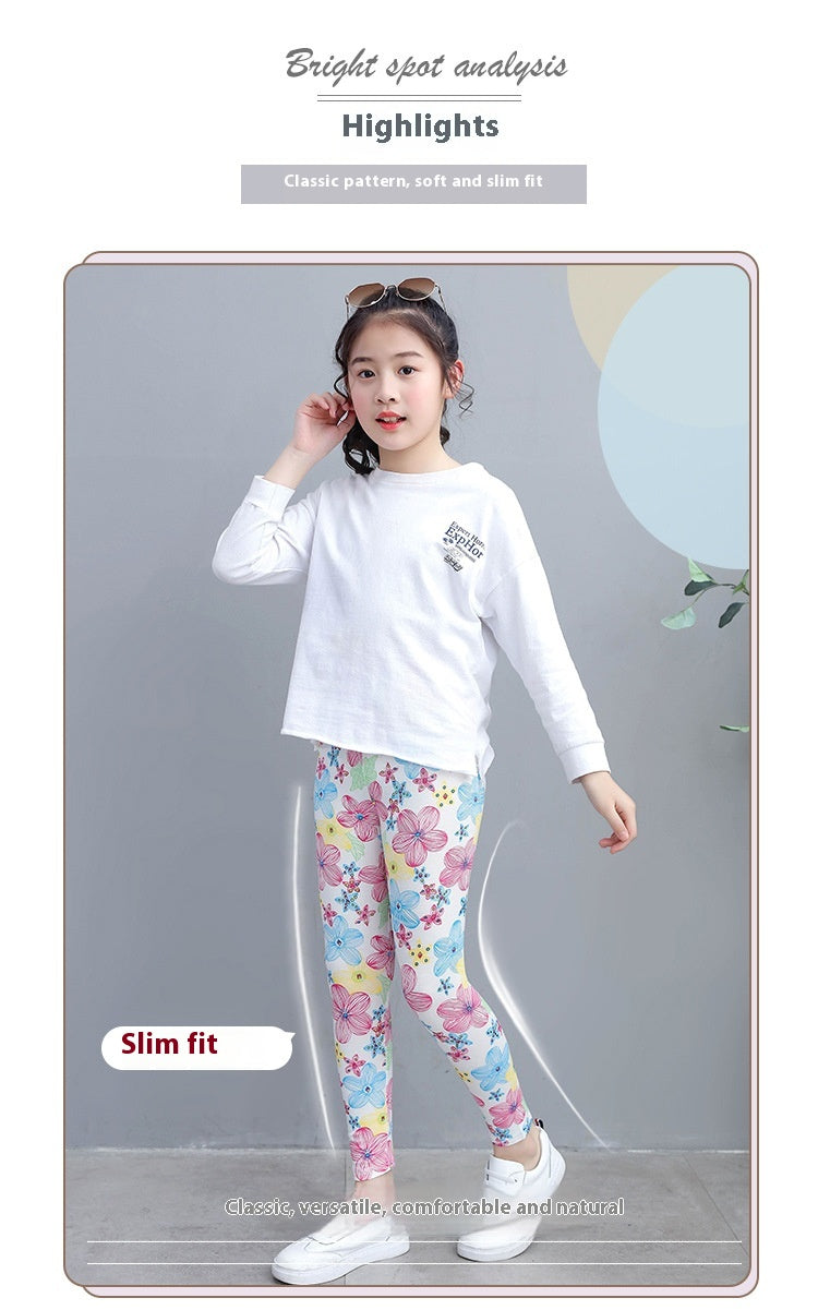 Leggings Modal Cropped Pantalons Outer Wear Girls' Stretch Tights Classique
