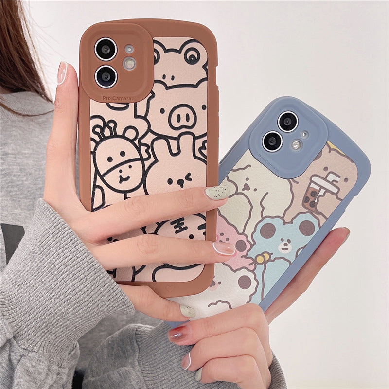Cartoon Doodle Cas de téléphone animal plein écran