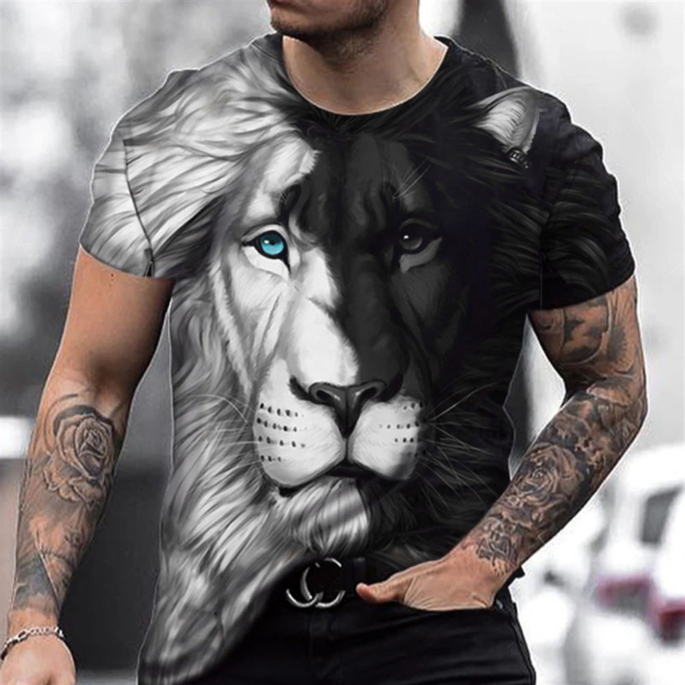 T-shirt homme imprimé d'été en 3D animal beast Lion